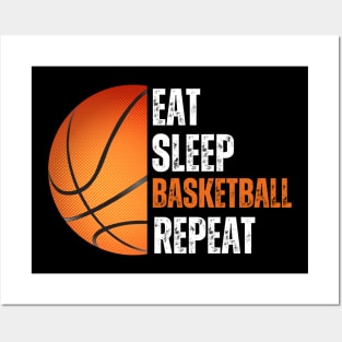 Eat Sleep Basketball Repeat Gift For Basketball Fans Lovers Posters and Art